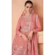 Chinon Sequins Work Pakistani Style Sharara Suit In Pink - 10471194128