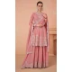 Chinon Sequins Work Pakistani Style Sharara Suit In Pink - 10471194128