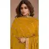 Mustard Premium Silk Embroidered Party Wear Plus Size Salwar Kameez  - 10472194129