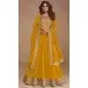 Mustard Premium Silk Embroidered Party Wear Plus Size Salwar Kameez  - 10472194129