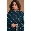 Teal Blue Premium Silk Embroidered Party Wear Plus Size Salwar Kameez  - 10472194131