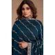 Teal Blue Premium Silk Embroidered Party Wear Salwar Kameez  - 10472194131