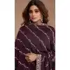 Wine Premium Silk Embroidered Party Wear Plus Size Salwar Kameez  - 10472194133