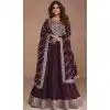 Wine Premium Silk Embroidered Party Wear Plus Size Salwar Kameez  - 10472194133