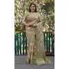 Dusty Green Organza Silk Zari Work Party Wear Plus Size Saree - 10489194200