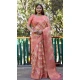 Peach Organza Silk Zari Work Party Wear Saree - 10489194201