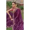 Purple Organza Silk Sequins Work Designer Wear Plus Size Saree - 10492194213