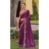 Purple Organza Silk Sequins Work Designer Wear Plus Size Saree - 10492194213