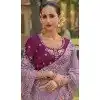 Lavender Organza Silk Sequins Work Designer Wear Plus Size Saree - 10492194214