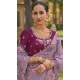 Lavender Organza Silk Sequins Work Designer Wear Saree - 10492194214