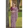 Lavender Organza Silk Sequins Work Designer Wear Plus Size Saree - 10492194214