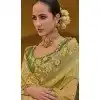 Light Yellow Organza Silk Sequins Work Designer Wear Plus Size Saree - 10492194215