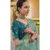 Blue Organza Silk Sequins Work Designer Wear Plus Size Saree - 10492194217