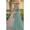 Blue Organza Silk Sequins Work Designer Wear Plus Size Saree - 10492194217
