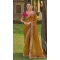 Mustard Organza Silk Sequins Work Designer Wear Saree - 10492194218