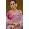 Organza Silk Sequins Work Designer Wear Plus Size Saree In Lavender - 10492194219