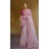 Organza Silk Sequins Work Designer Wear Plus Size Saree In Lavender - 10492194219