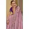 Pink Organza Silk Sequins Work Designer Wear Plus Size Saree - 10492194221