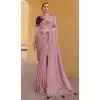 Pink Organza Silk Sequins Work Designer Wear Plus Size Saree - 10492194221