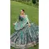 Teal Green Silk Sequins Work Wedding Wear Plus Size Lehenga Choli - 10493194222
