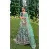 Teal Green Silk Sequins Work Wedding Wear Plus Size Lehenga Choli - 10493194222