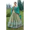 Dusty Green Silk Sequins Work Wedding Wear Plus Size Lehenga Choli - 10493194227