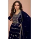 Vichitra Silk Sequins Work Pakistani Style Palazzo Salwar Suit In Navy Blue - 10494194235