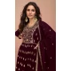 Vichitra Silk Sequins Work Pakistani Style Palazzo Salwar Suit In Maroon - 10494194236