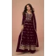 Vichitra Silk Sequins Work Pakistani Style Palazzo Salwar Suit In Maroon - 10494194236