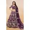 Purple Art Silk Embroidered Designer Wear Plus Size Lehenga Choli - 10497194249