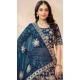 Navy Blue Art Silk Embroidered Designer Wear Lehenga Choli - 10497194250
