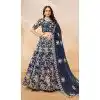 Navy Blue Art Silk Embroidered Designer Wear Plus Size Lehenga Choli - 10497194250