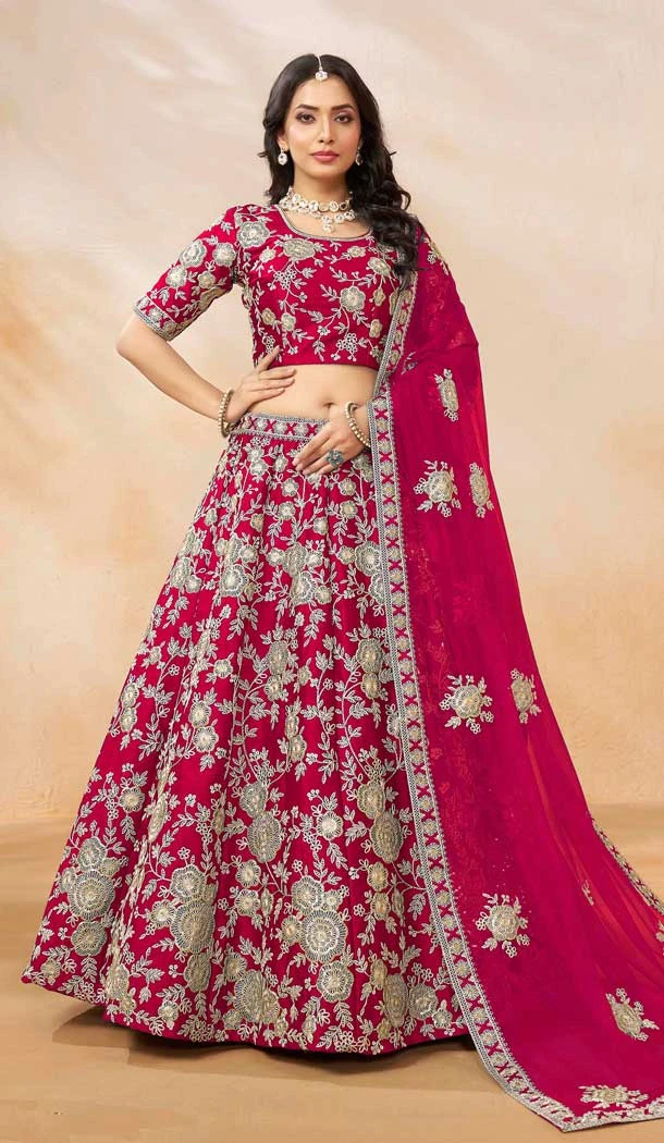 Rani Pink Art Silk Embroidered Designer Wear Lehenga Choli - 10497194251