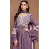 Faux Georgette Sequins Work Party Wear Plus Size Palazzo Suit In Purple - 10498194253