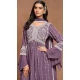 Faux Georgette Sequins Work Party Wear Palazzo Suit In Purple - 10498194253