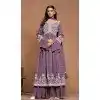 Faux Georgette Sequins Work Party Wear Plus Size Palazzo Suit In Purple - 10498194253