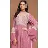 Faux Georgette Sequins Work Party Wear Plus Size Palazzo Suit In Pink - 10498194255