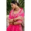 Rani Pink Banarasi Silk Resham Work Wedding Wear Plus Size Lehenga Choli - 10500194261