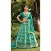 Mint Blue Banarasi Silk Resham Work Wedding Wear Plus Size Lehenga Choli - 10500194262