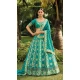 Mint Blue Banarasi Silk Resham Work Wedding Wear Lehenga Choli - 10500194262