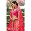 Pink And Orange Banarasi Silk Resham Work Wedding Wear Plus Size Lehenga Choli - 10500194263