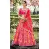 Pink And Orange Banarasi Silk Resham Work Wedding Wear Plus Size Lehenga Choli - 10500194263