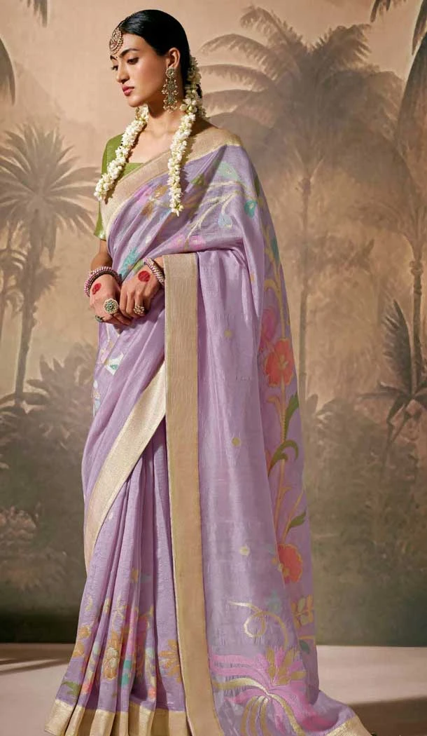 Lavender Silk Embroidered Designer Wear Saree - 10527194464 Lavender Silk Embroidered Designer Wear Saree - 10527194464
