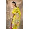 Lemon Yellow Silk Embroidered Designer Wear Plus Size Saree - 10527194465