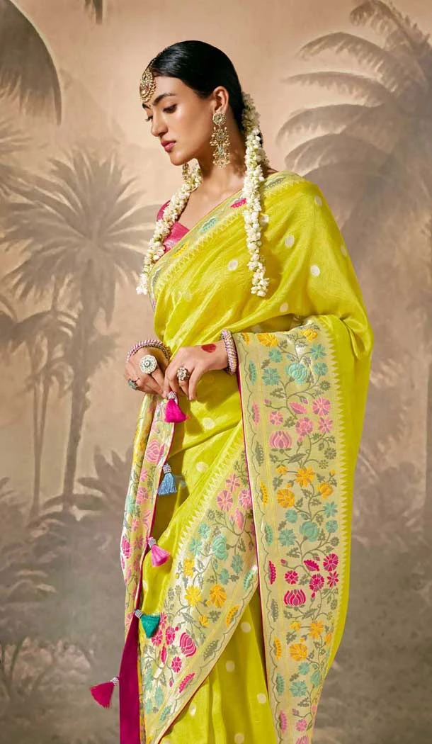 Lemon Yellow Silk Embroidered Designer Wear Saree - 10527194465 Lemon Yellow Silk Embroidered Designer Wear Saree - 10527194465