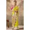 Lemon Yellow Silk Embroidered Designer Wear Plus Size Saree - 10527194465