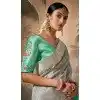 Grey Silk Embroidered Designer Wear Plus Size Saree - 10527194466