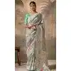 Grey Silk Embroidered Designer Wear Plus Size Saree - 10527194466