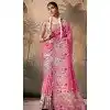 Pink Silk Embroidered Designer Wear Plus Size Saree - 10527194467
