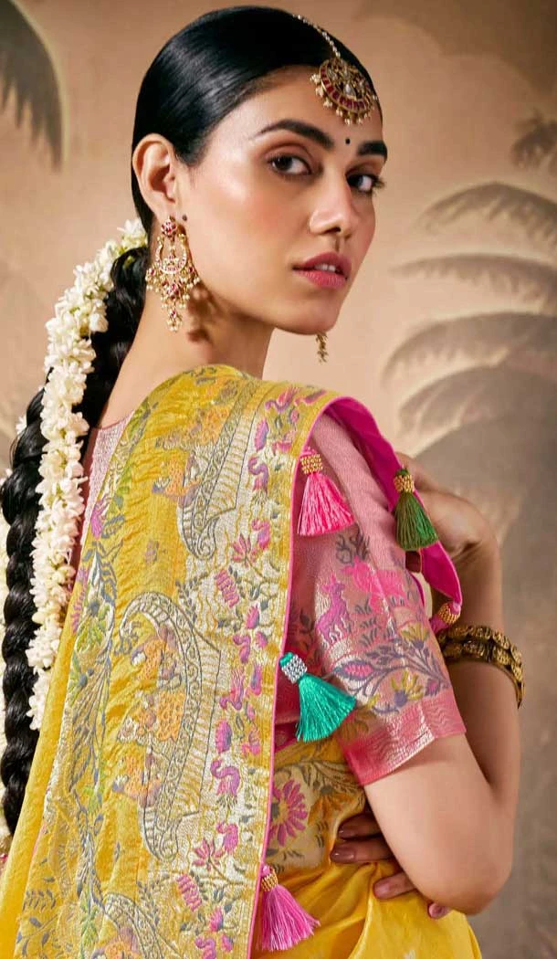 Yellow Silk Embroidered Designer Wear Saree - 10527194469 Yellow Silk Embroidered Designer Wear Saree - 10527194469